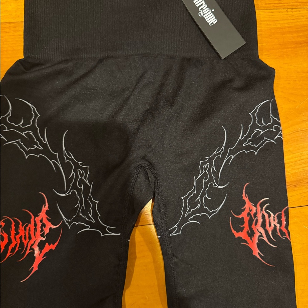True Crime Black and Red Leggings